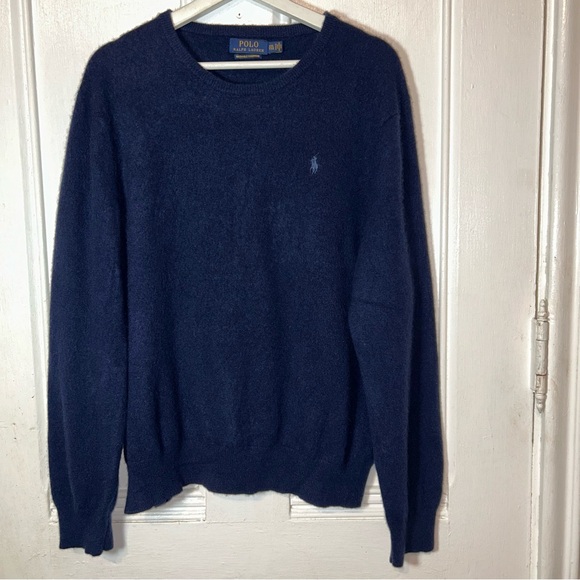 Polo Ralph Lauren Washable Navy Blue Cashmere Pullover Crewneck Sweater - Picture 1 of 11